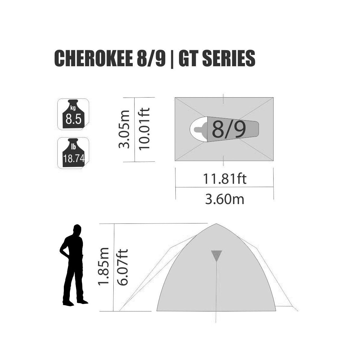 Barraca de camping Cherokee 8/9 NTK com 2500mm de coluna d água